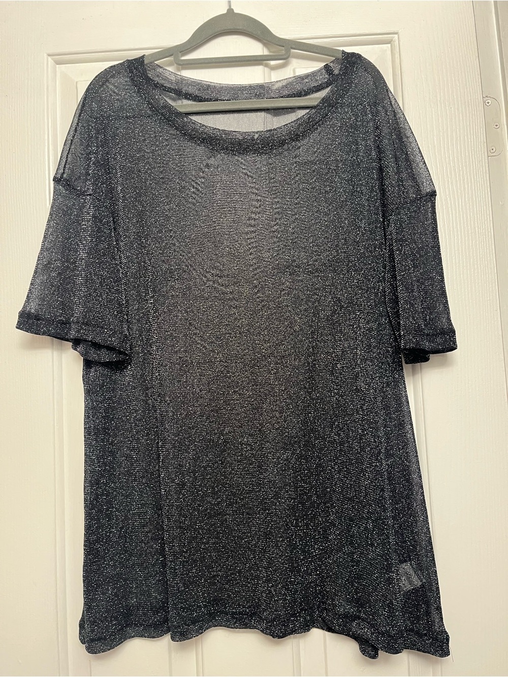Shimmery Black Women's Short Sleeve Top